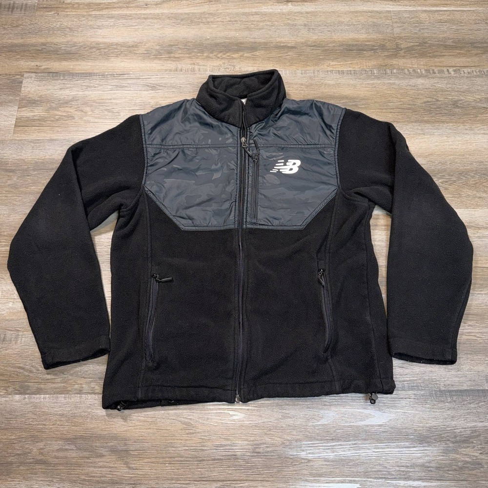 New Balance Full-Zip Fleece Jacket Mens Medium Long Sleeve NB Logo On Chest